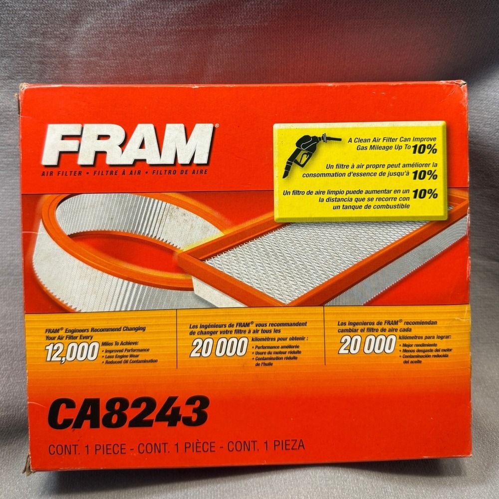 FRAM CA8243 Engine Air Filter Automotive Orange New 12000 Mile Tune Up Part